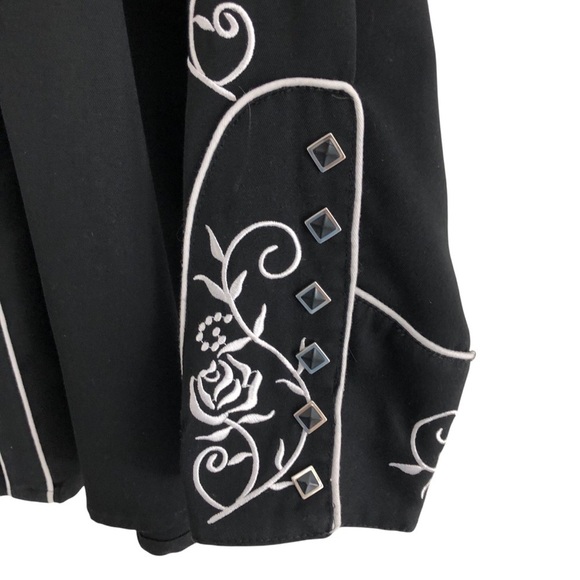 Scully Mens Western Snap Front Black White Embroidered Floral XL - Picture 6 of 11